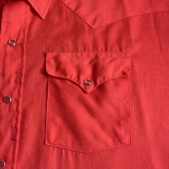 Vtg Mens Panhandle Slim Permanently Pressed Red Western Pearl SnapShirt 181/2-34 - Picture 6 of 11